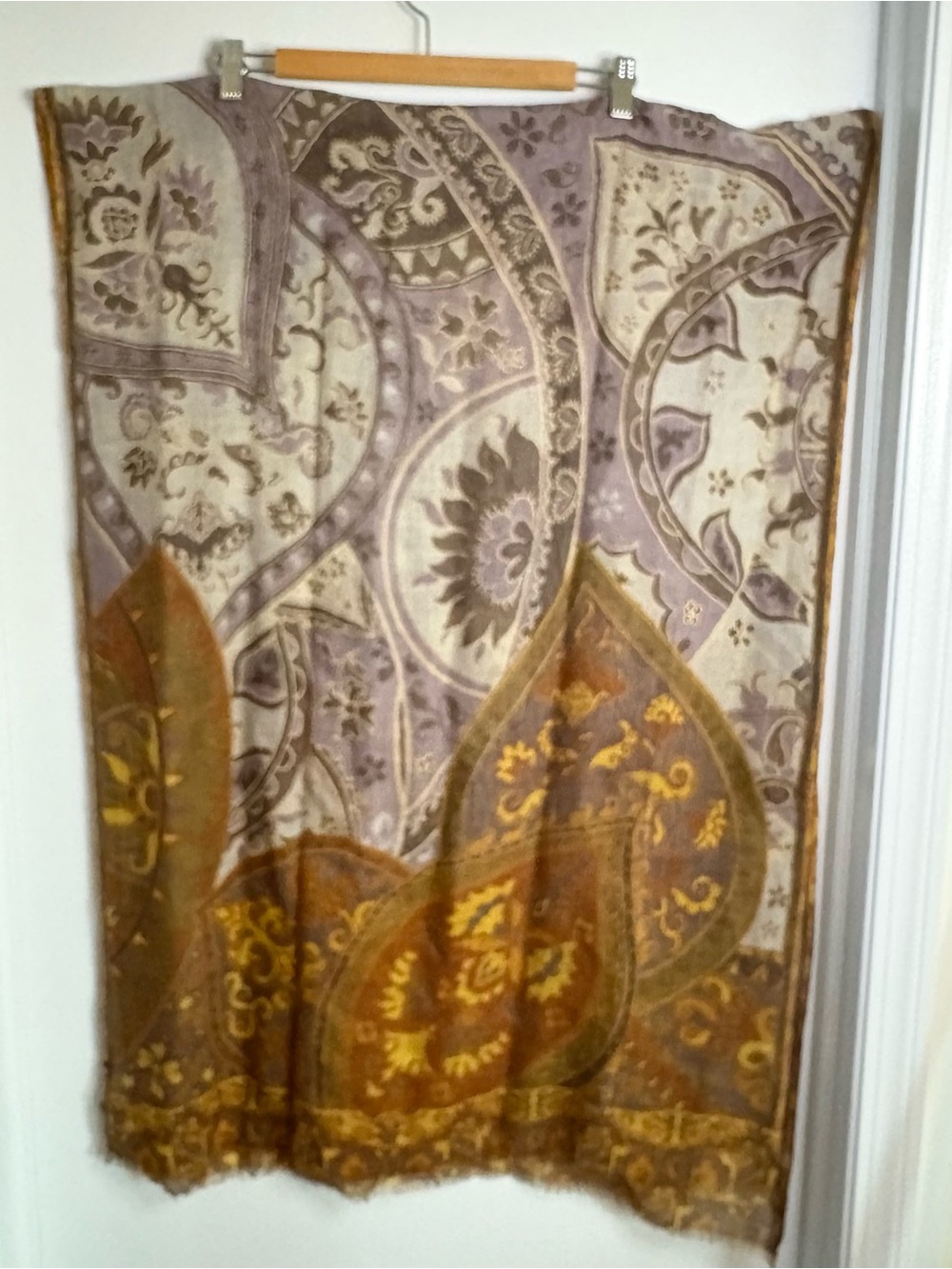 Paisley-Pattern Decorative Curtain Panel in Lavender and Mustard